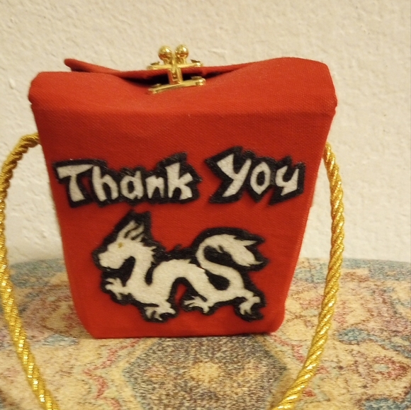 Handmade functional art minaudiere handbag. Take out carton. - Picture 1 of 7